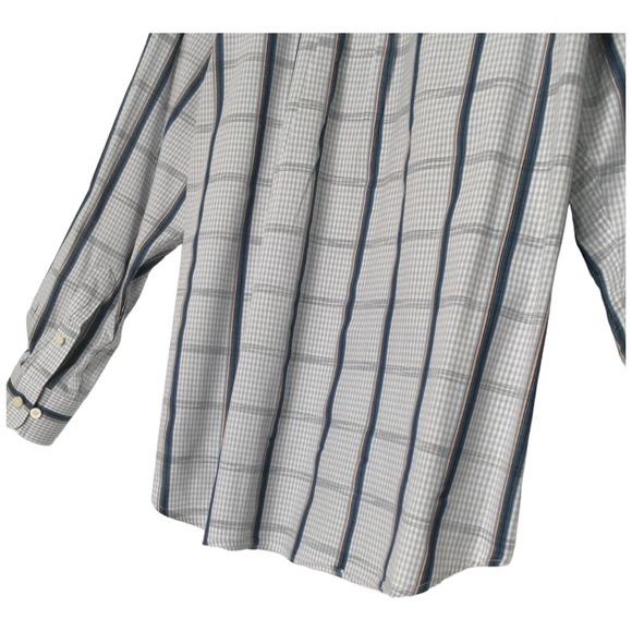 Caribbean Mens Size L Plaid Button Up Long Sleeve Collared Shirt Morrocan Blue - Picture 14 of 14